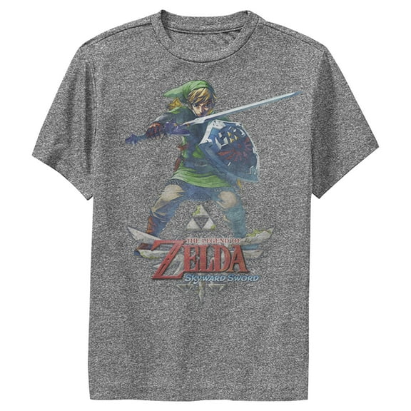 Boy's Nintendo Legend of Zelda Performance Graphic Tee Charcoal Heather X Large