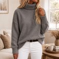 thumbnail image 7 of JULMCOMO Knit Sweaters for Women Thick Turtleneck Loose Fit Casual Baggy Pullover Sweater Drop Shoulder Oversized Warm Fall Outfits Dark Gray XL, 7 of 7