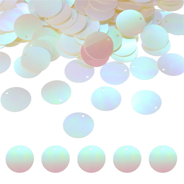 450 Pcs Paillettes Rondes Plates, 20mm/0.8 Résine Dégradé AB Beige Paillettes Lâches avec Trous Simples