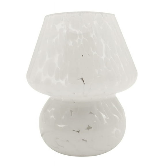 Mushroom Table Lamp Small Bedside Table Glass Lamp Translucent Glass Desk Lamp for Living Room US Plug White