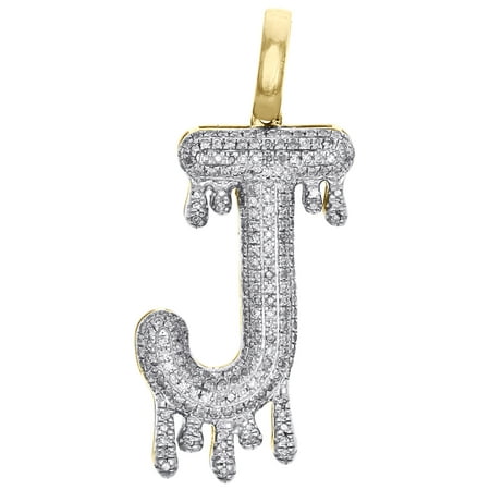 JFL Diamond Jewelry - 10K Yellow Gold Diamond J Initial Bubble Drip ...