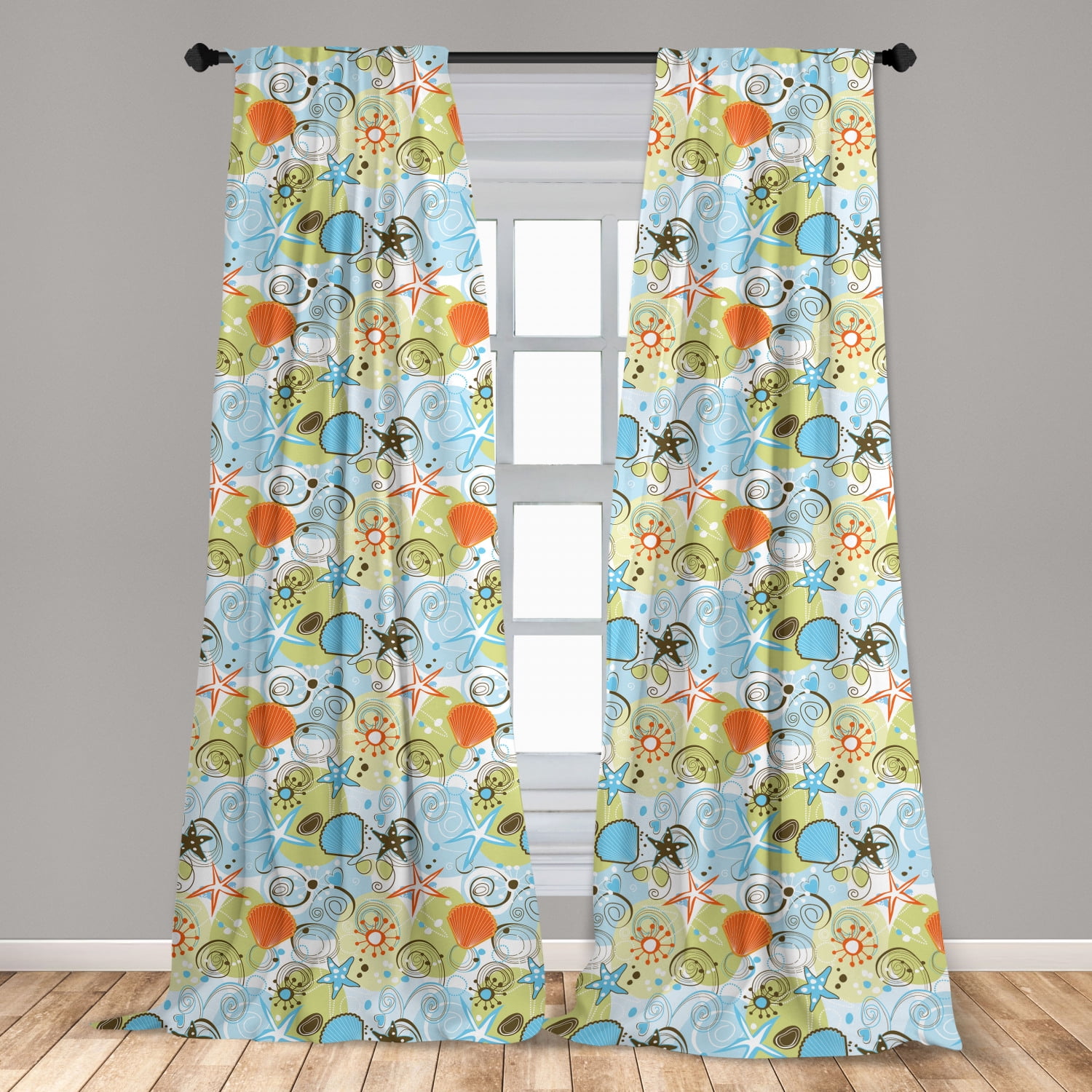Sea Beach Shell Blackout Door Window Curtains Thermal Insulated Panels Drapery 