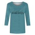 thumbnail image 5 of BVOFAR Chemises de Pâques pour Femmes Mode Imprimé Lettres Manches 3/4 Col Rond Blouses T-Shirts Décontractés Confortables 2025, 5 of 5