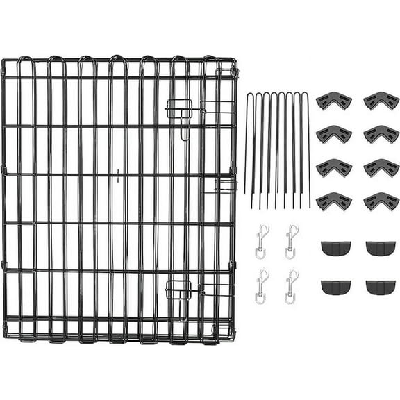 Foldable Octagonal Metal Dog Playpen - Small, 8 Panels, Easy Assembly, Black