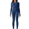 thumbnail image 2 of Frostluinai Womens Sweatsuits 2 Piece Set Yoga Workout Sets Long Sleeve Zip Up Crop Tops High Waist Butt Lifting Leggings Solid Sport Sets, 2 of 7