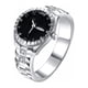 thumbnail image 2 of Anillo plateado Reloj Plata Circón Anillo Cobre Regalo Anillos con incrustaciones, 2 of 2