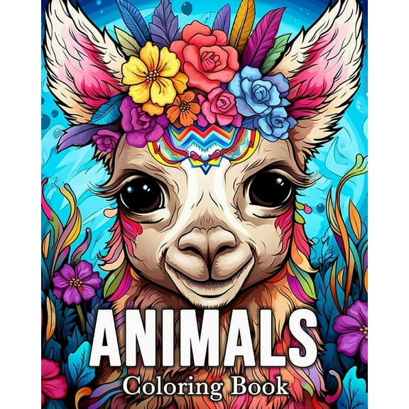 Animal Coloring Book: 50 Cute Images for Stress Relief and Relaxation, (Paperback)
