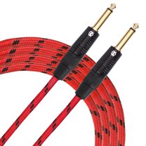KLIQ Custom Series Guitar Instrument Cable with Straight Gold Plugs, 10', Red/Black Tweed