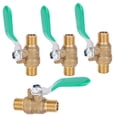 thumbnail image 1 of Válvula de bola de 1/4 pulg., 4 unidades, gruesa, doble rosca externa, latón, interruptor de cierre de drenaje, tubería de agua, sistema de plomería, 1 of 14