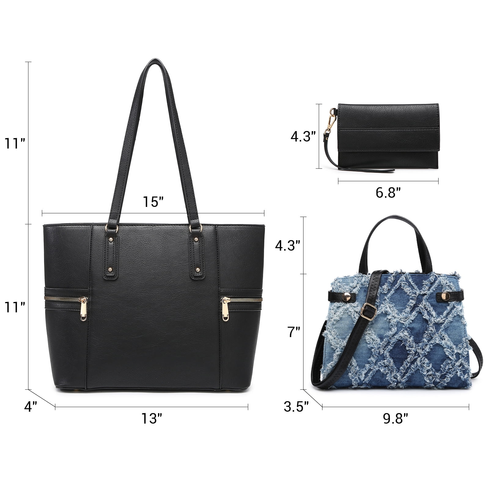 M Marco Women's Handbag 3pcs Set Fashion Tote Bag with Matching Satchel Bag and Wristlet