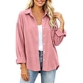 thumbnail image 2 of VBVC Women's Corduroy Button Down Shirt , Ladies' Long Sleeve Collared Blouse , Fall Winter Work Tops For Women, S-2XL, 2 of 6