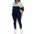thumbnail image 5 of Aomice Two Women's 2 Piece Outfits Lapel Half Zip Long Sleeve Sweatshirts Sweatpants Tracksuit Casual Sweatsuits-Dark Blue-M, 5 of 6