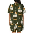 thumbnail image 6 of Uemuo Mallard Ducks Wild Birds Pattern Women's Short-Sleeved Pajama, Button-Front Loungewear, 2-Piece Summer Sleepwear, Elastic Drawstring Shorts-4X-Large, 6 of 7