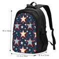 thumbnail image 2 of Travel Shoulder Computer Backpack 18 X 13.4 X 8.3in With Usb Cable And Music Jack Multi-Space Pocket Independence Day Theme Elements Star (6), 2 of 7