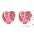 thumbnail image 2 of Cancer Awareness Earrings Pink Ribbon Alloy Jewelry Inspirational Gift for Women Survivors Strength of a Fighter Tiny Hoop Earrings Support Jewelry for Cancer Patients and Caregivers, 2 of 5