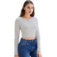 thumbnail image 1 of GHSDFBB Women's Basic Round Neck Long Sleeve Crop Top, 1 of 7