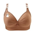thumbnail image 6 of SMihono Bra for Older Women for Sagging Breast No Underwire Lace Gather Bras Cute Ghost Print Comfort Front Pleated T Shirt Bralette Khaki XXXL, 6 of 8