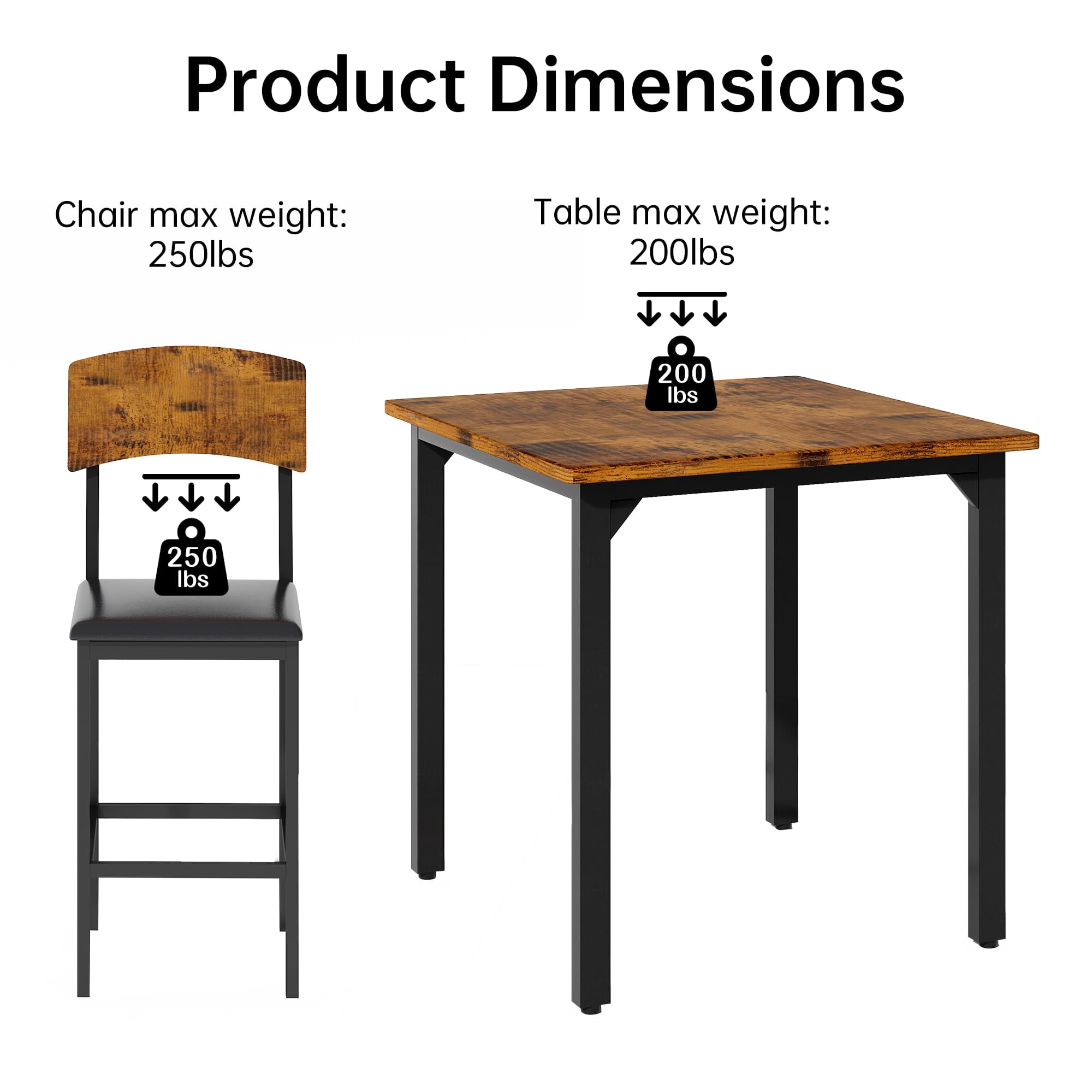 BAXLUXE 5 Piece Dining Table Set High Top Wood Dining Table Set for 4 Counter Height Small Kitchen Table With 4 PU Leather Upholstered Chairs,Small Dining Set for Bar Dining Room Breakfast