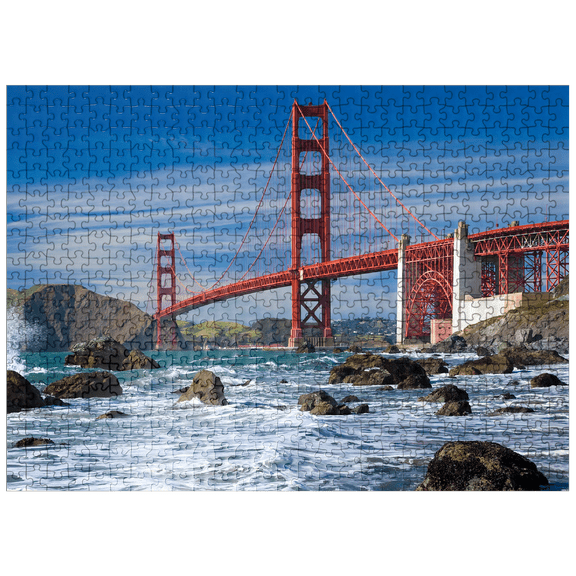 MyPuzzle - San Francisco Bay And Golden Gate Bridge, California, USA - Premium 500 Piece Jigsaw Puzzle for Adults