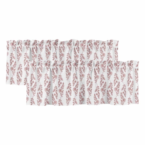 2 Pack Valances for Windows, Red Botanical Window Valances for Living Room/Bedroom/Bathroom, Pastoral Elegant Spring Floral Light Filtering Kitchen Curtain Valance Window Treatment 42"W x12" L