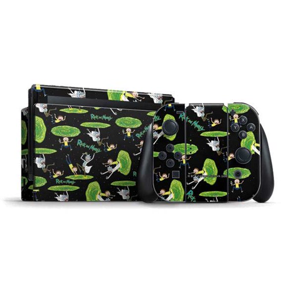 Skinit Adult Swim Rick and Morty Portal Pattern Nintendo Switch Bundle Skin