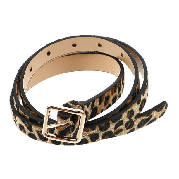 Cinturón informal de piel sintética con estampado de leopardo para mujer, ideal para pantalones vaqueros, vestidos (hebilla cuadrada).
