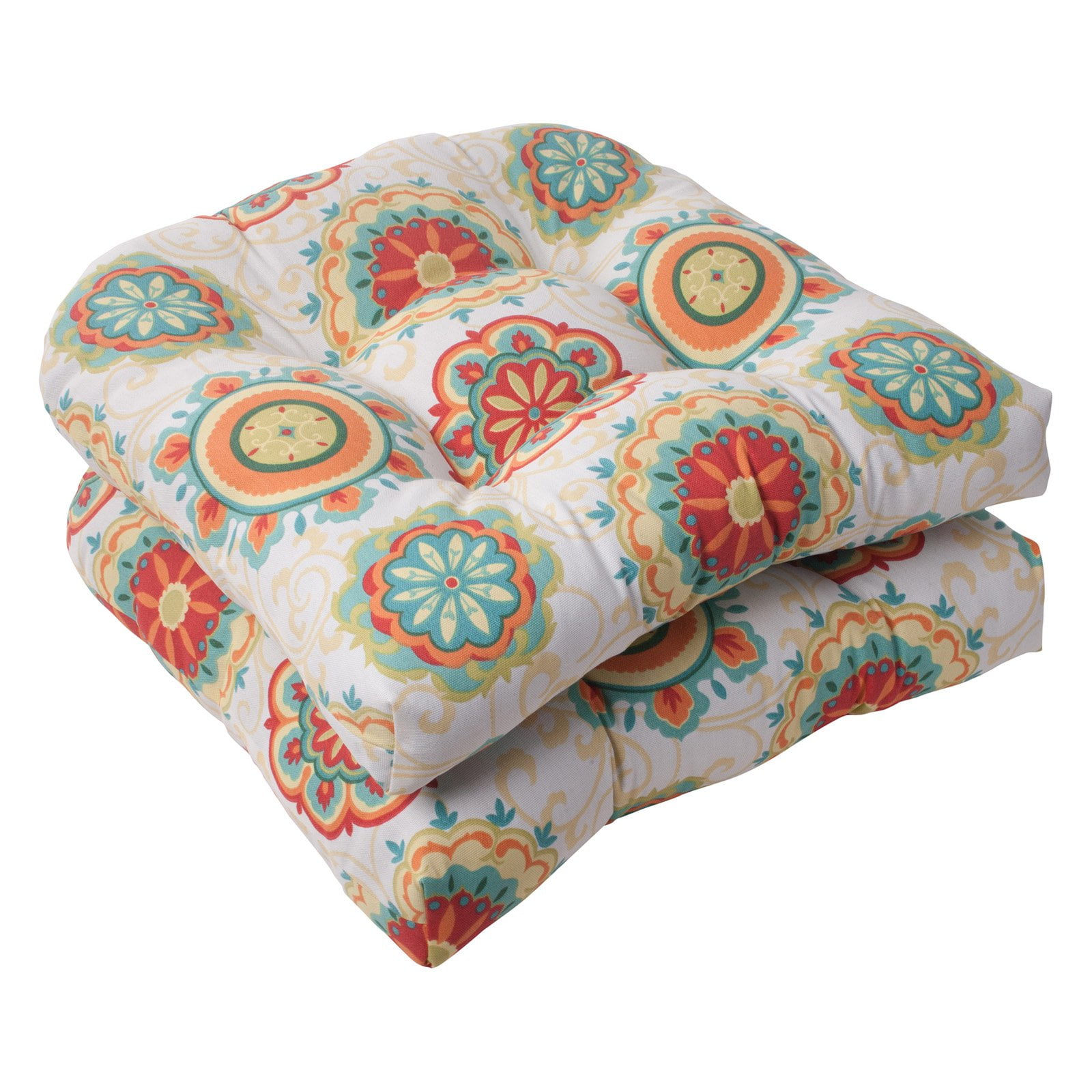 Pillow Perfect Farrington Aqua Wicker Chair Seat Cushion Set of 2