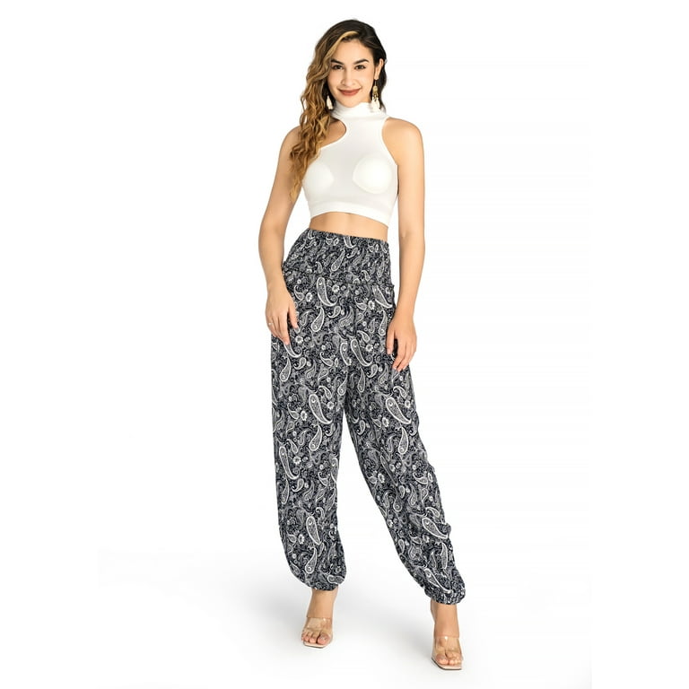 New Women Pants Bohemian Loose-fitting Rayon Cotton Elephant Flower Beach  Trousers Harem Loose Yoga Travel Pajama Lounge Pants