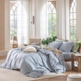 thumbnail image 3 of Ensemble de Housse de Couette en Coton Lavé Effet Lin Respirant Durable Doux Confortable (Lin Brun Gris Grand Lit), 3 of 7