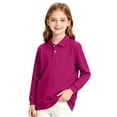 thumbnail image 2 of Girls School Uniform Long Sleeve Polo Shirt Casual Comfy Soft Knit Top Fall Back to School Wear, 2 of 7