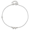 thumbnail image 4 of Sterling Silver Anklet Cubic Zirconia 9 inch 1.5 mm Polished CZ Bow 9in Plus 1in Ext., 4 of 7