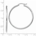 thumbnail image 4 of Real 14kt White Gold Polished 2mm Lightweight Hoop Earrings; for Adults and Teens; for Women and Men, 4 of 4