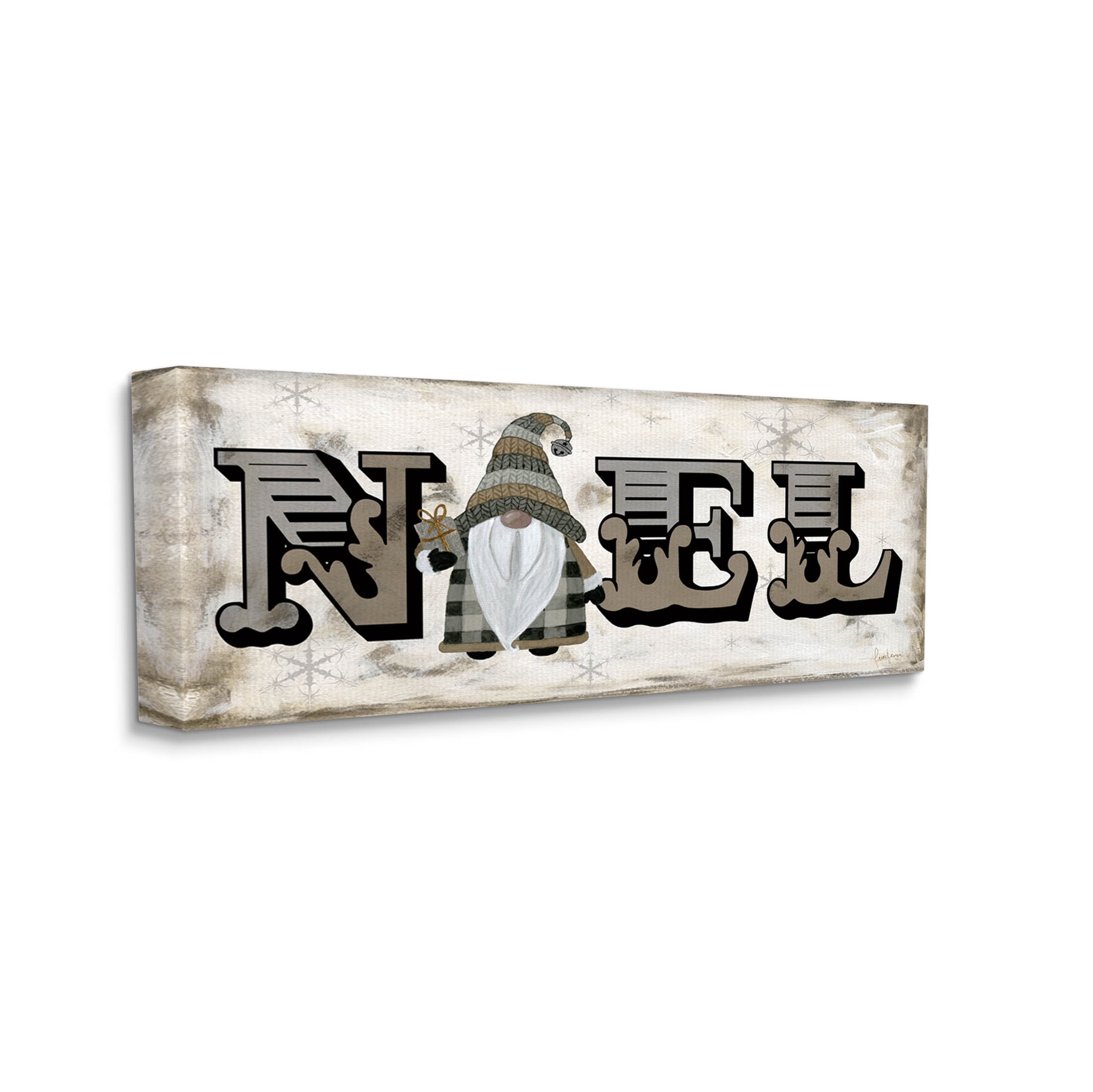 Stupell Industries Vintage Gnome Noel Phrase Graphic Art Gallery Wrapped Canvas Print Wall Art, Design by Livi Finn