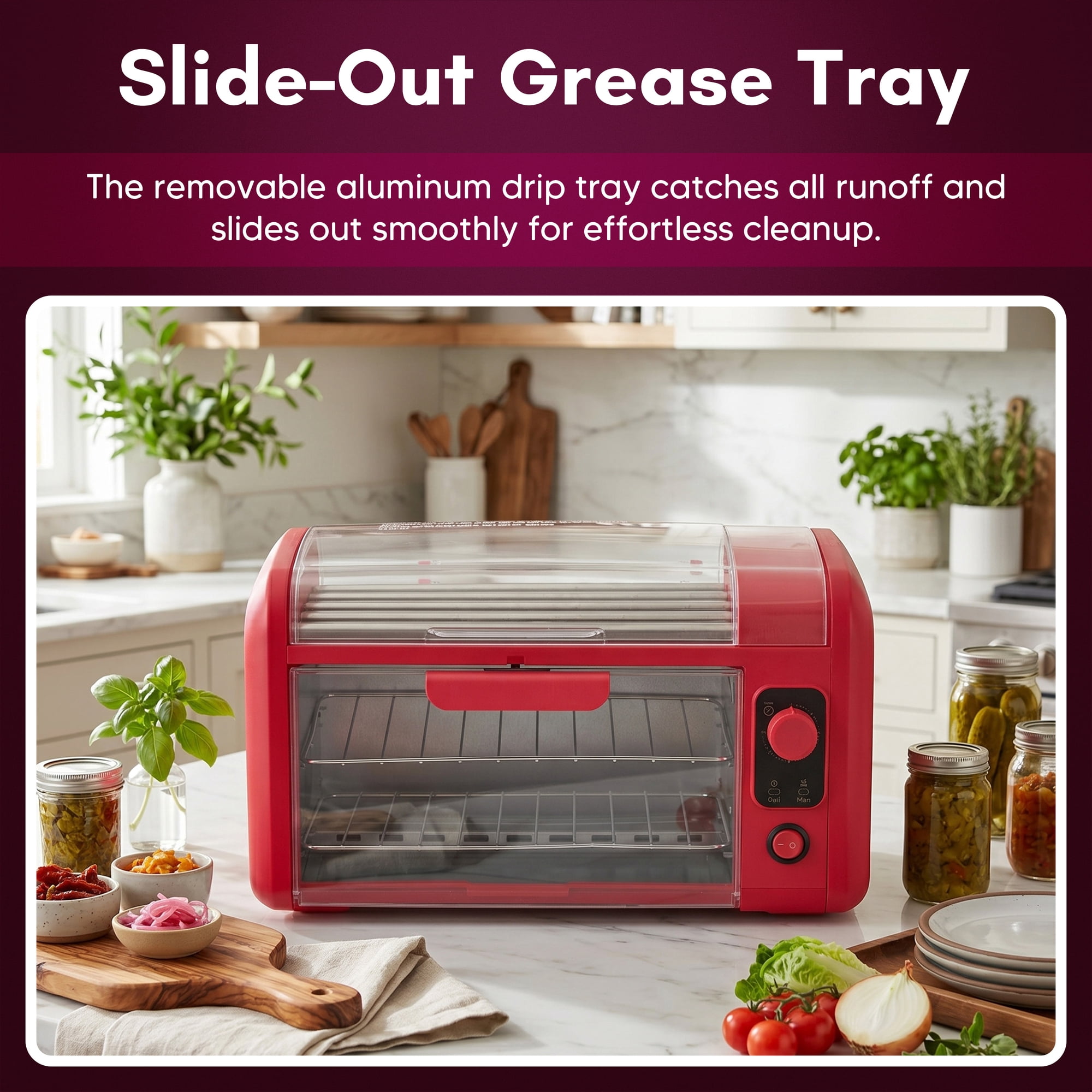 Elite Cuisine EHDL0062 8 Hot Dog Roller & Toaster Oven