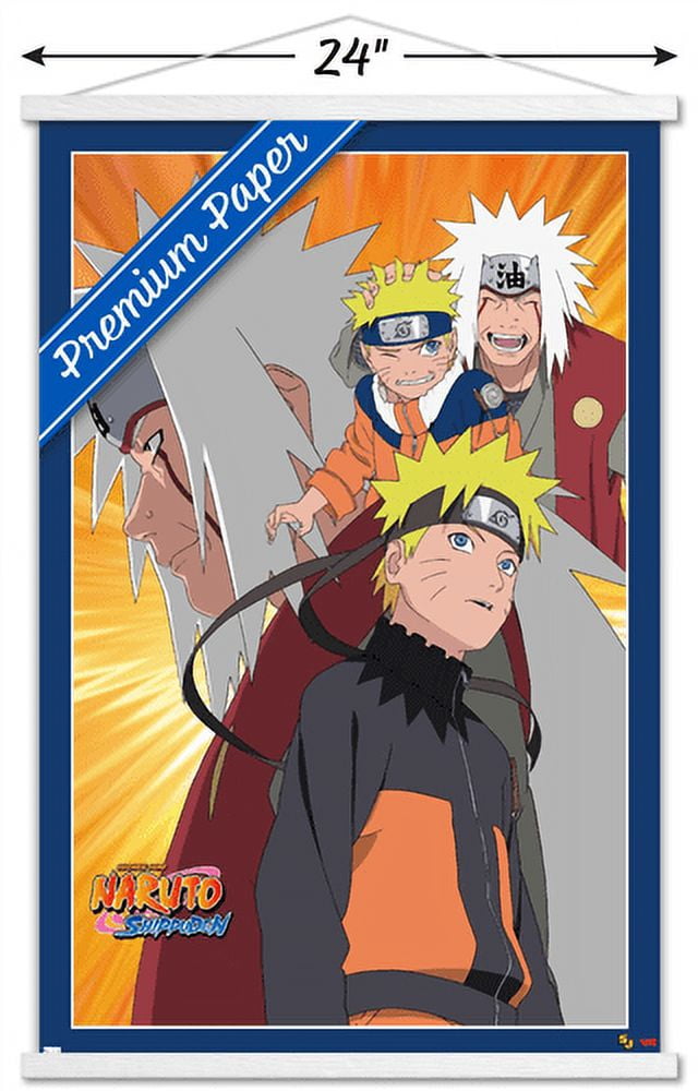 Naruto - Naruto and Jiraiya Wall Poster, 14.725 x 22.375, Framed