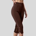 thumbnail image 2 of vigerkar Capri Pants for Women Casual Summer Wide Leg Crop Pants Loose Comfy Elastic Waist Yoga Joggers with Pockets Brown, XXL, 2 of 6