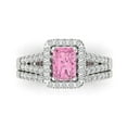thumbnail image 2 of Clara Pucci 14K White Gold 1.72 Simulated Pink Diamond Engraveable Engagement Ring + Wedding Band Set, 2 of 7