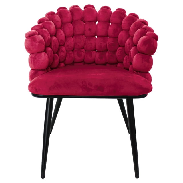 Silla Galerias El Triunfo Respaldo Diseño Bolas Terciopelo Rojo Patas De Metal