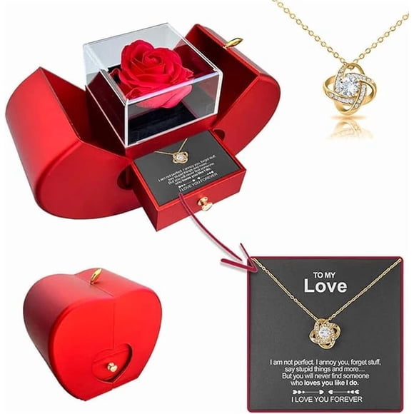 Set de regalo de collar con rosa preservada iceevery