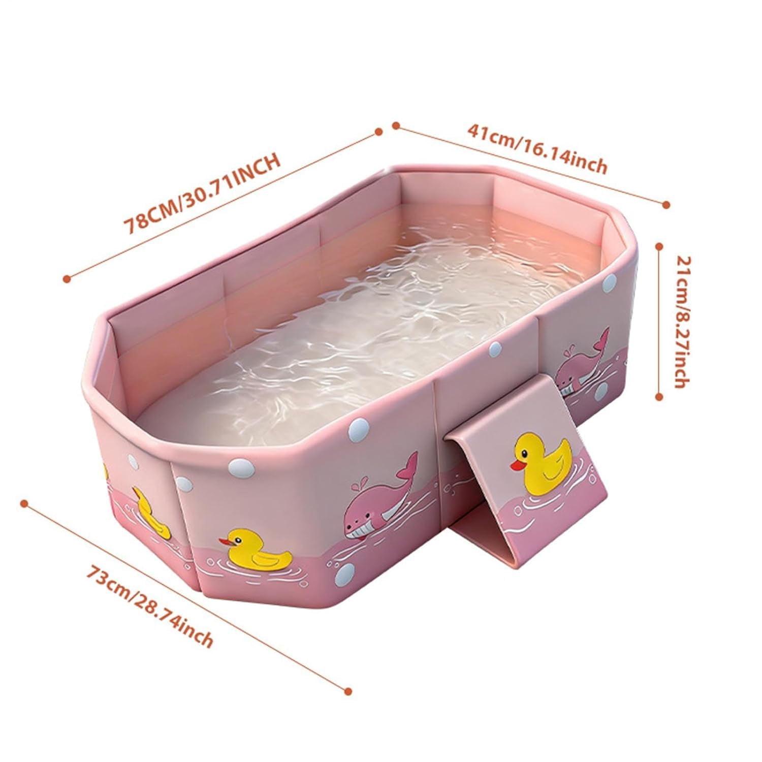 Foldable Bathtub for Kids, Duck Anti-Tipping Bathing Tub, Soaking Shower Tub for Boys Girls Home Daycare Travel Hotel Bathroom