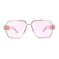 thumbnail image 2 of Womens Metal Rim Oversize Mafia Mob Fashion Sunglasses Gold Pink, 2 of 4