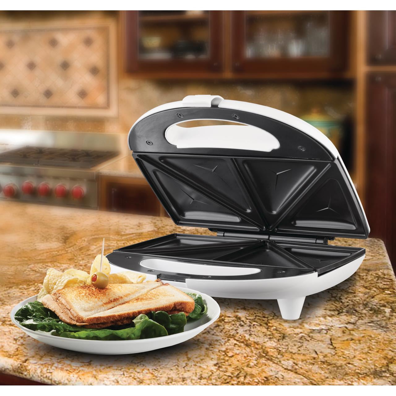 BRAND NEW Brentwood TS-240W Non-Stick Compact Dual Sandwich Maker White 