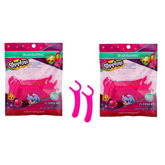 Shopkins Dental Flossers Picks (2 Pack, 36 Each, 72 Picks Total) Kids Dental Floss Picks