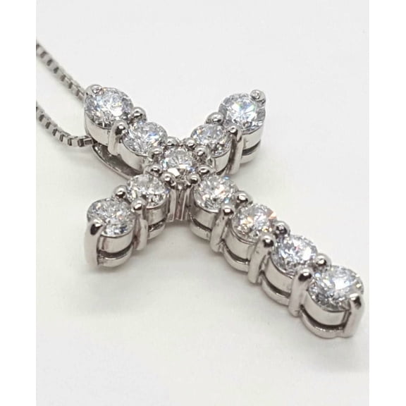 2 Ct Diamond Cross Pendant Women's Anniversary Necklace Chain 14K White Gold Finish