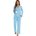 thumbnail image 3 of Conjunto de pijama LUBOT para mujer, viscosa de bambú, suave como la mantequilla (M), 3 of 7