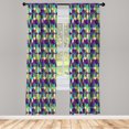 thumbnail image 3 of Ambesonne Geometric Curtains, Colorful Art Striped Cube, Pair of 28"x84", Dark Seafoam Purple and Plum, 3 of 5