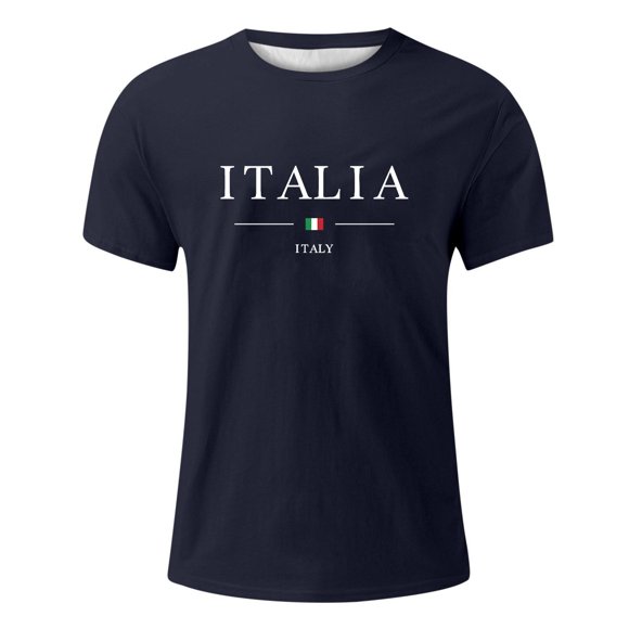Xdzjlr Men's Shirt Short Sleeve Italian City Letter Print Daily Wear Tee Street Fashion Men's Shirt,M