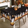 thumbnail image 3 of Halloween Ghost Pumpkin Tablecloth Waterproof, Black Orange Plaid Table Cloth Rectangle, Washable Table Cover for Halloween Party Home Kitchen Decoration (60×84 Inch), 3 of 6