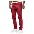 thumbnail image 3 of MRULIC jeans for men Slim Waist Full Trousers Men's Casual Solid Mid Pocket Length Fashion Pant Men's pants Men Casual Pants Pink + L, 3 of 9