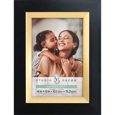 Studio Décor Expressions Black Frame with Gold Inner Trim – Classic Photo Display - Black & Gold - 4" x 6" - 1 Pack